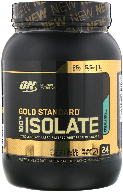 ON Gold Standard 100% Isolate Mint Brownie Whey Protein Powder Drink Mix, 24 servings, 1.64 lbs (744 gr)