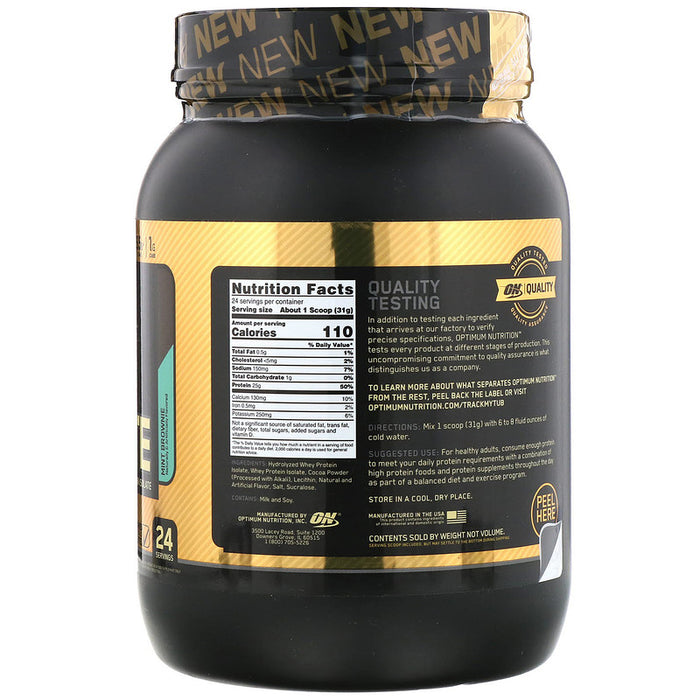 ON Gold Standard 100% Isolate Mint Brownie Whey Protein Powder Drink Mix, 24 servings, 1.64 lbs (744 gr)