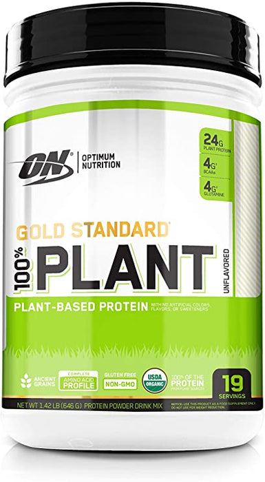 ON Gold Standard 100% Plant-Based Unflavored Protein Powder Drink Mix. 19 servings, 1.42 bs (646 gr)