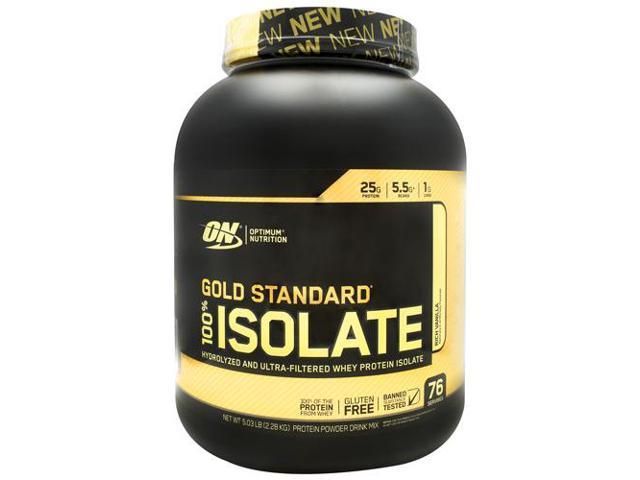ON Gold Standard 100% Isolate Rich Vanilla Whey Protein Powder Drink Mix, 76 servings, 5 lbs (2.36 kg)