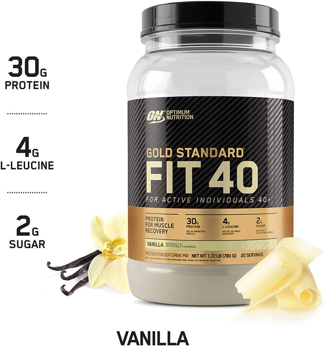 ON Gold Standard FIT 40 Vanilla Protein Powder Mix (for active 40+), 20 servings, 17.2 lbs (790 gr)