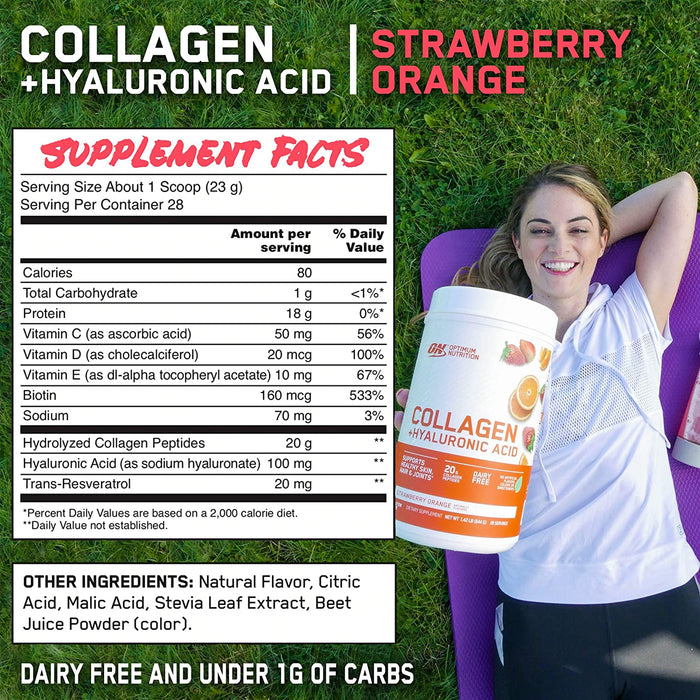 ON Collagen +Hyaluronic Acid Strawberry Orange Dietary Supplement, 28 servings, 1.42 lbs (644 gr)