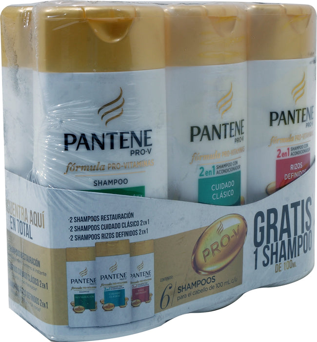 Pantene Assorted Shampoo Value Pack, 6 x 100 ml