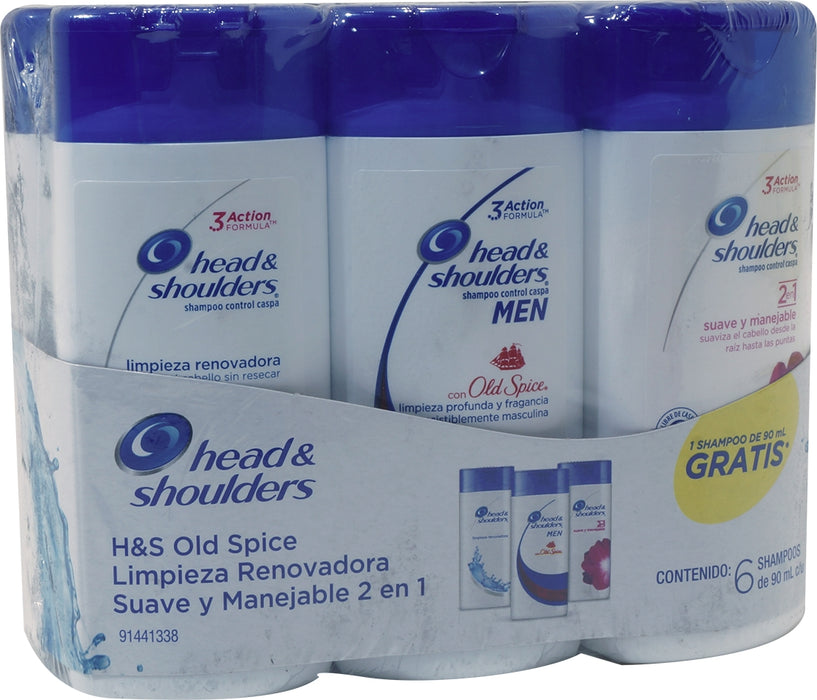 Head & Shoulders Assorted Shampoo Value Pack, 6 x 90 ml