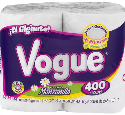 Vogue Toilet Paper, 400 Sheets , 4 ct