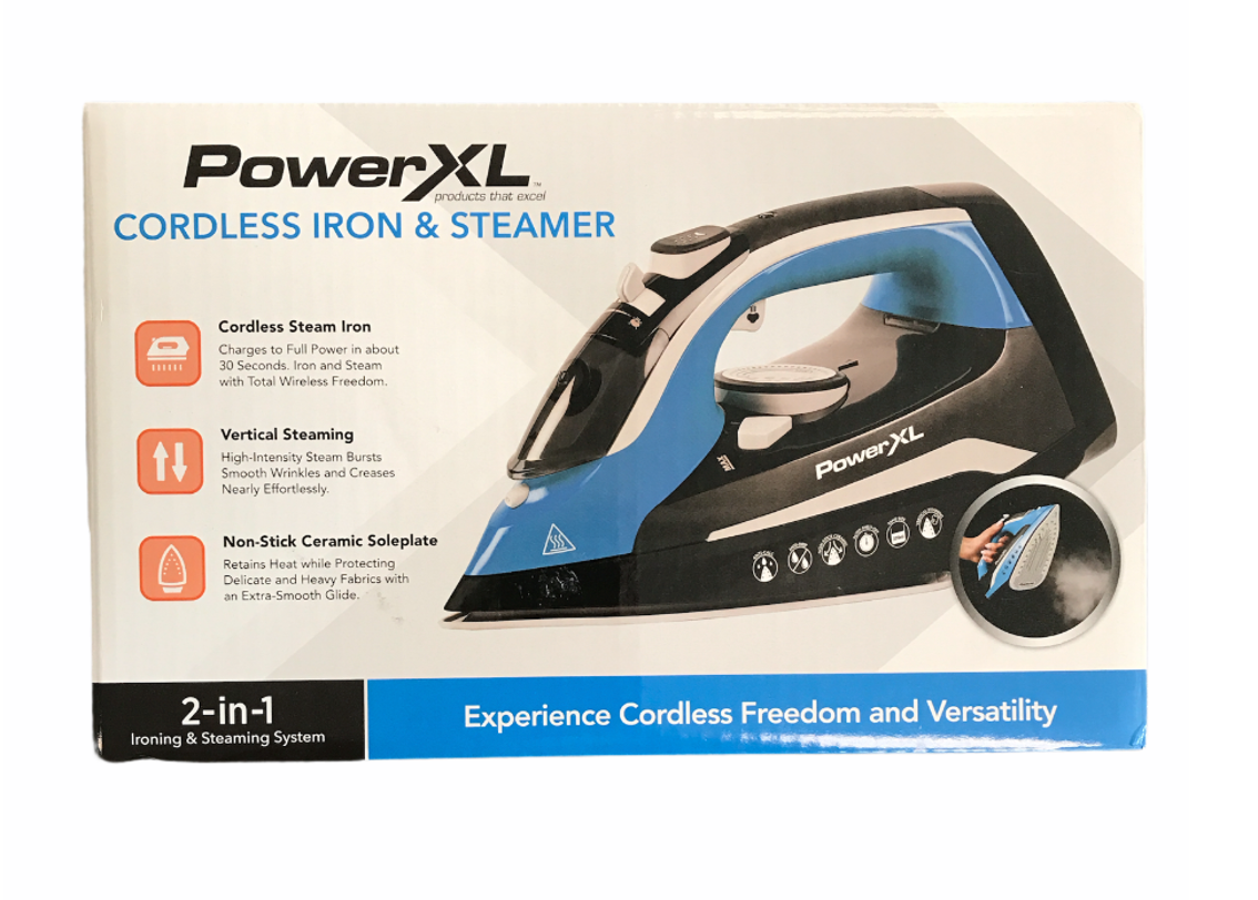 Power XL Cordless Iron & Steamer, Blue , 12.5 oz —