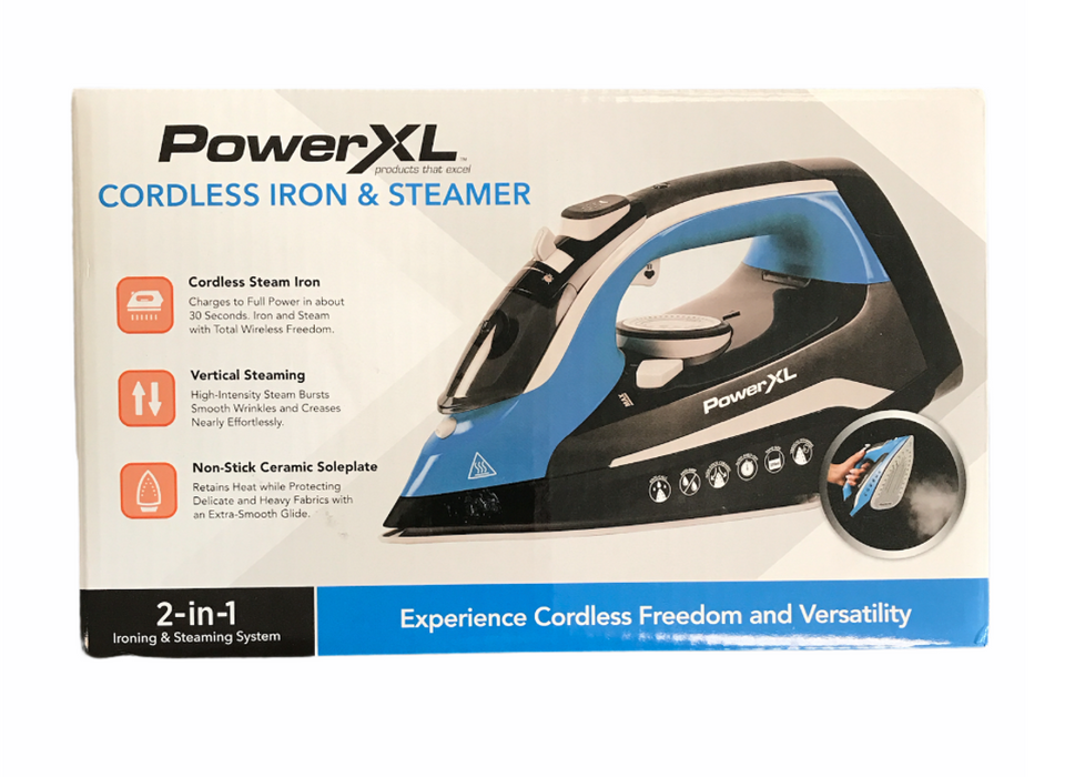 Power XL Cordless Iron & Steamer, Blue , 12.5 oz