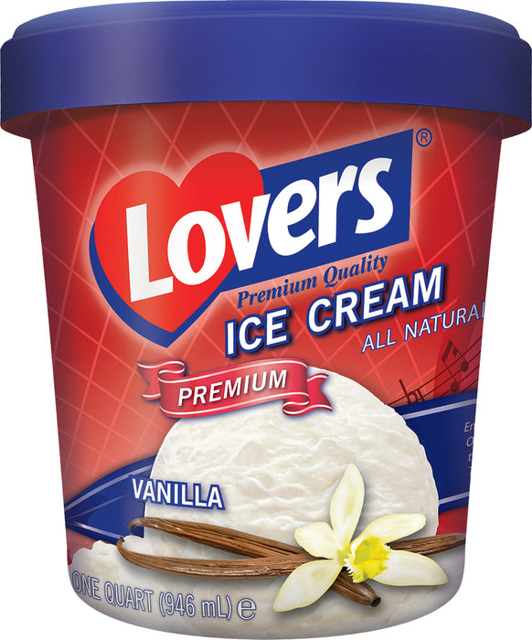 Lovers Premium Quality Ice Cream, Vanilla, One Quart , 946 ml