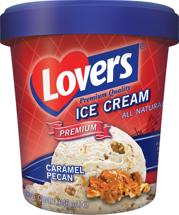 Lovers Premium Quality Ice Cream, Caramel Pecan, One Quart , 946 ml