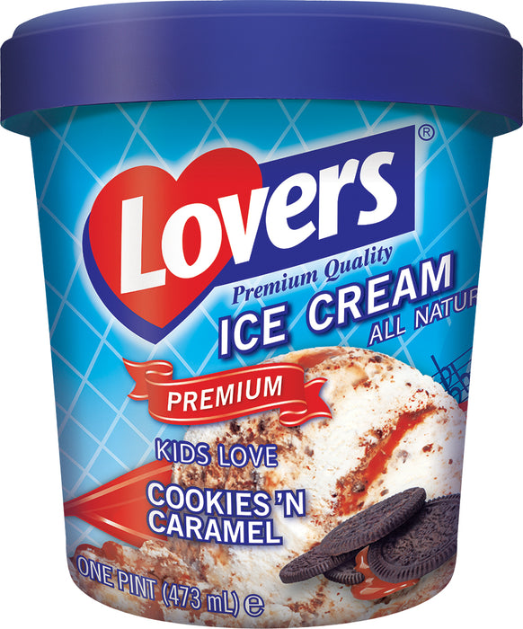 Lovers Premium Quality Ice Cream, Caramel Pecan, One Pint, 473 ml