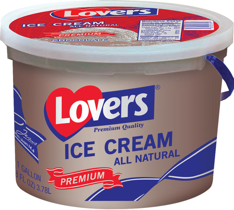 Lovers Premium Quality Ice Cream, Chocolate, 1 Gallon, 3.78 L