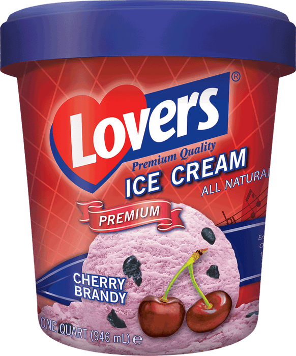 Lovers Premium Cherry Brandy Ice Cream, 946 ml, 1 qt