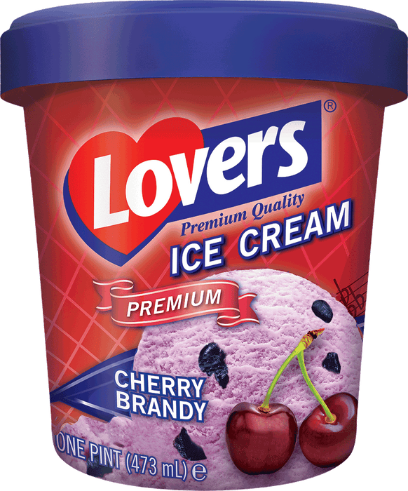 Lovers Premium Cherry Brandy Ice Cream, 473 ml, 1 pt