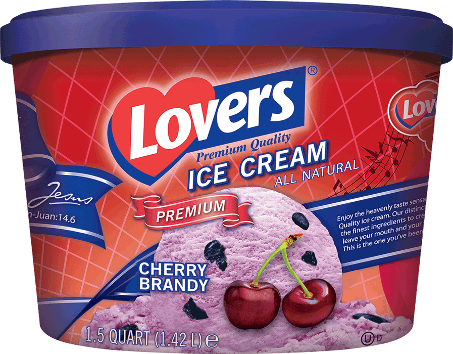 Lovers Premium Cherry Brandy Ice Cream, 1.42 L, 1.5 qt