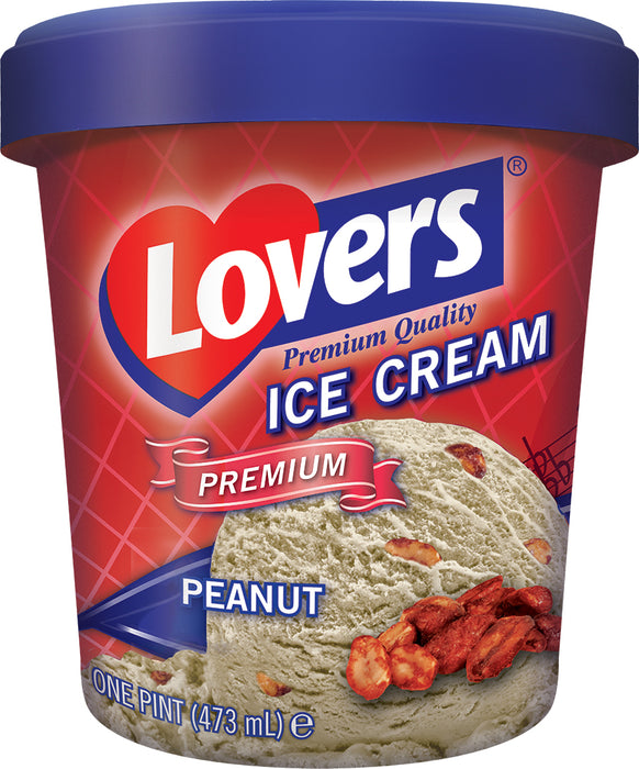 Lovers Premium Quality Ice Cream, Peanut, One Pint, 473 ml