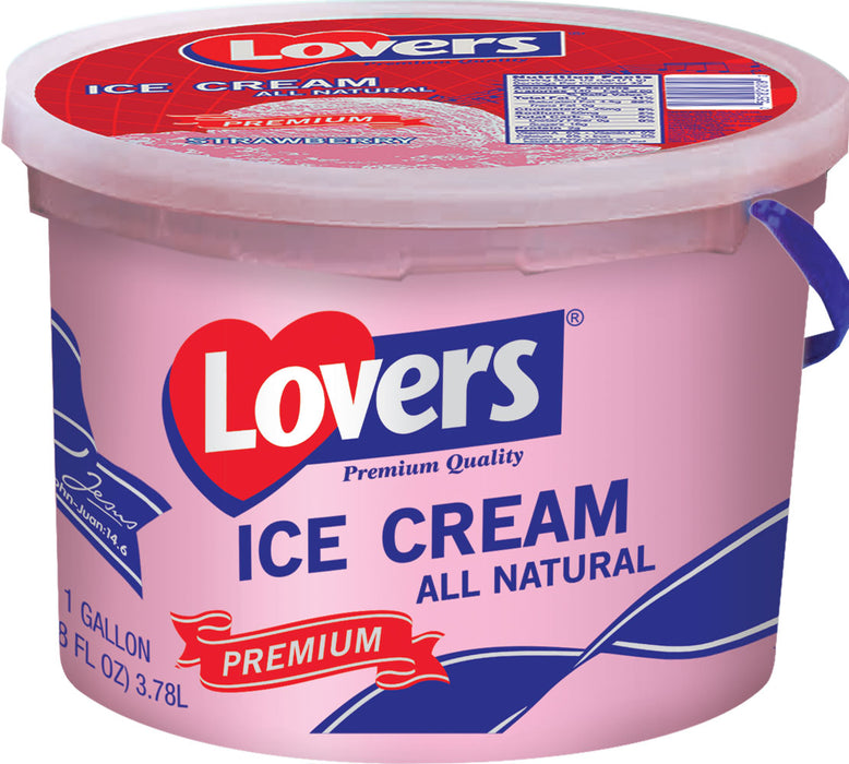 Lovers Premium Quality Ice Cream, Strawberry, 1 Gallon, 3.78 L