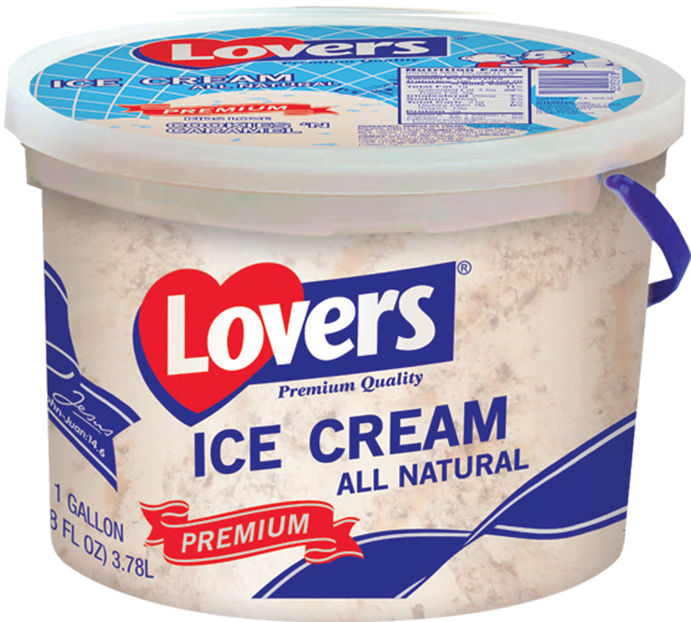 Lovers Premium Quality Ice Cream, Cookies & Caramel, 1 Gallon, 3.78 L