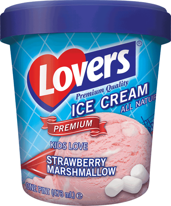 Lovers Kids Love Strawberry Marshmallow Ice Cream, 473 ml, 1 pt