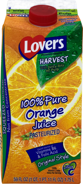 Lovers 100% Orange Juice, 1.75 L, 59 oz