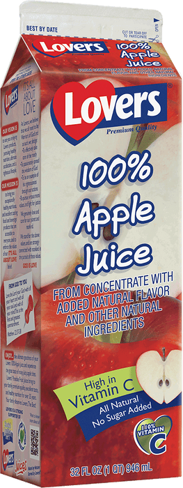 Lovers 100% Apple Juice, 32 oz