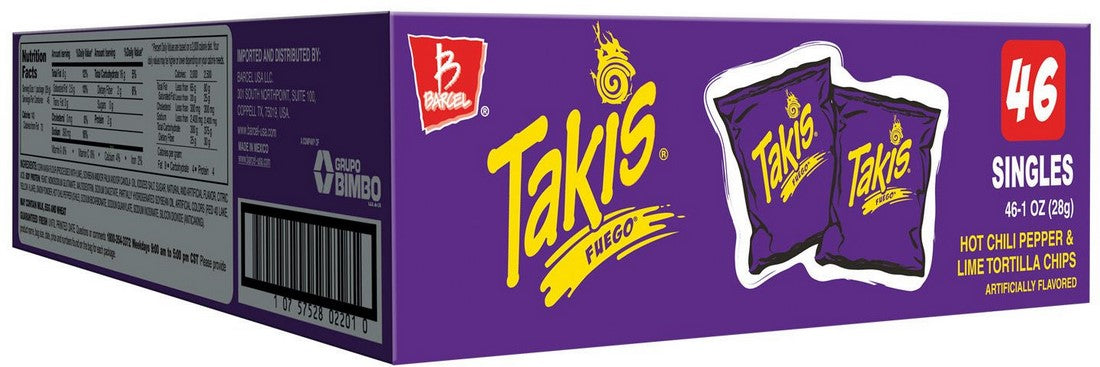 Takis Fuego Tortilla Chips Value Pack, 46 x 28 gr