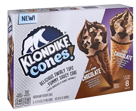 Klondike Cones Double Down Chocolate & Classic Ice Cream Cones , 8 ct