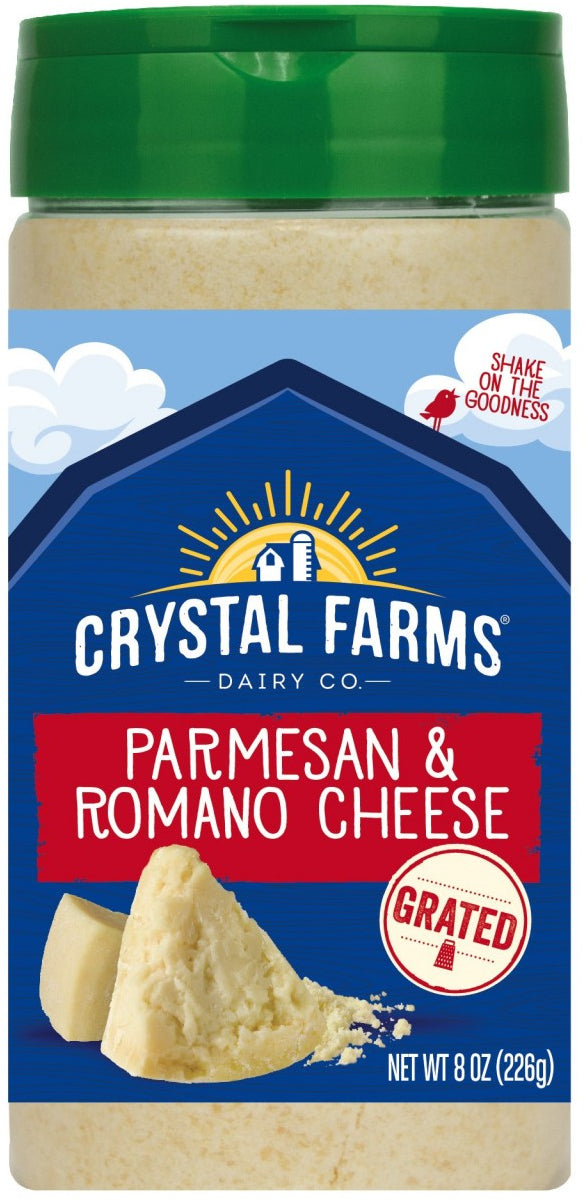Crystal Farms Grated Parmesan & Romano Cheese, 8 oz —