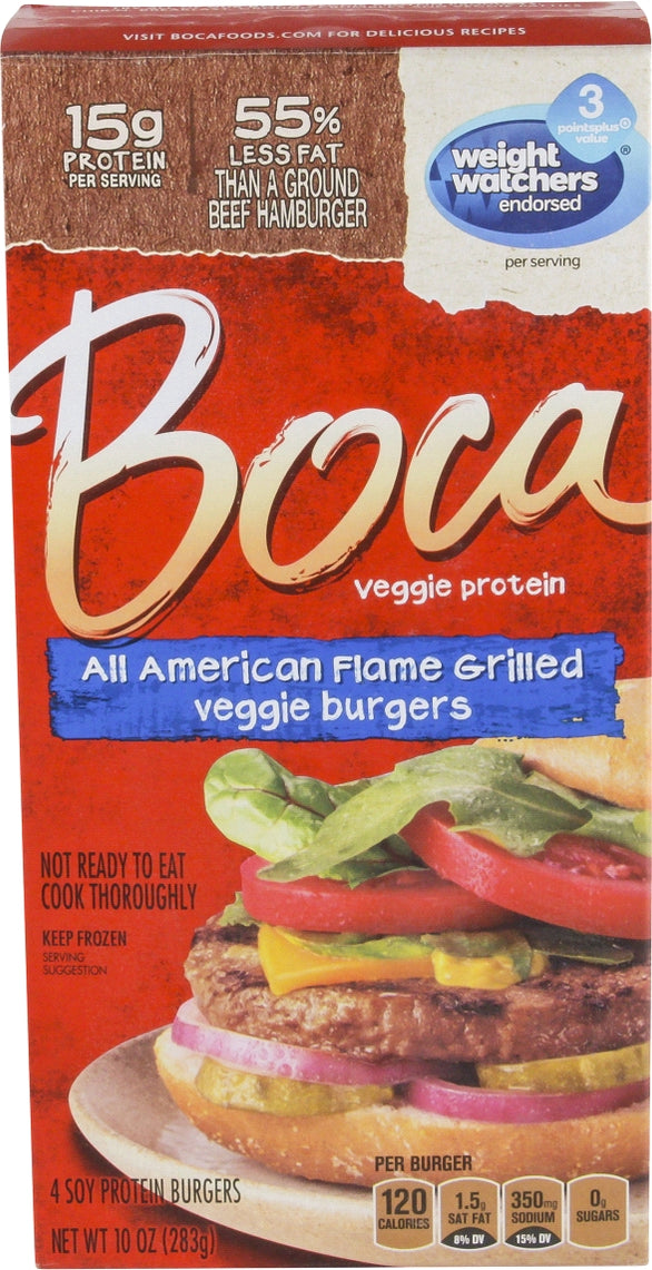 Boca All American Flame Grilled Veggie Burger, 10 oz —