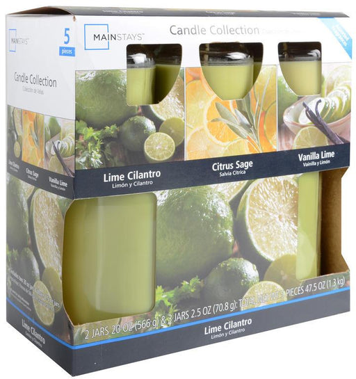 Mainstays Jar Candle Set, Lime Cilantro Fragrance, 5 ct
