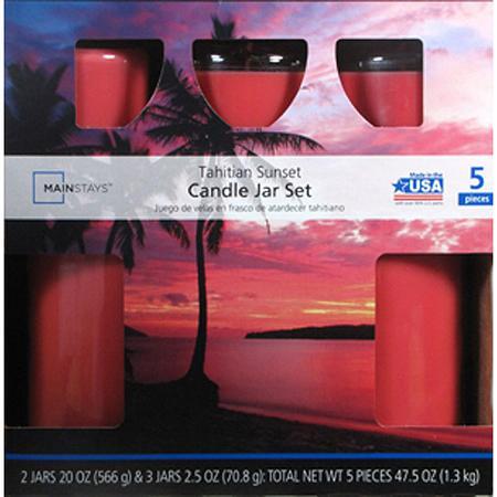 Mainstays Jar Candle Set, Tahitian Sunset Fragrance, 5 ct