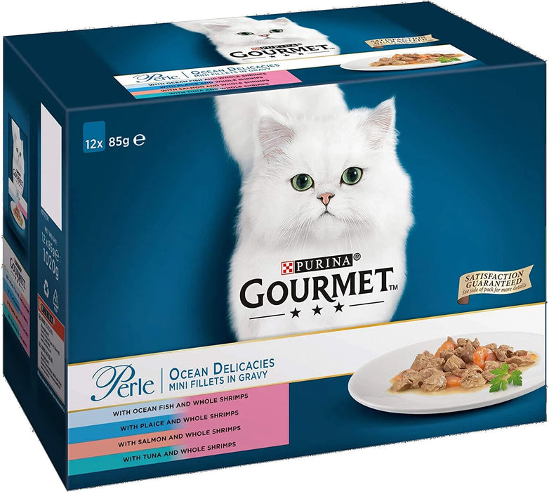 Purina Gourmet Ocean Delicacies For Cats, Variety Pack , 12 x 85 gr