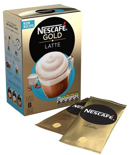 Nestle Nescafe Gold Sachets, Latte, 8 ct