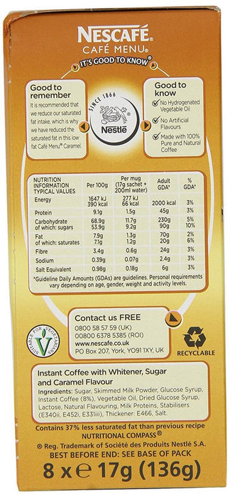 Nescafe Cafe Menu Latte Caramel Sachets, 8 ct