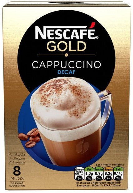 Nescafe Gold Cappuccino Sachets, Decaf, 8 ct
