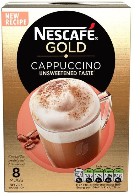 Nescafe Gold Cappuccino Sachets, Unsweetened Taste, 8 ct