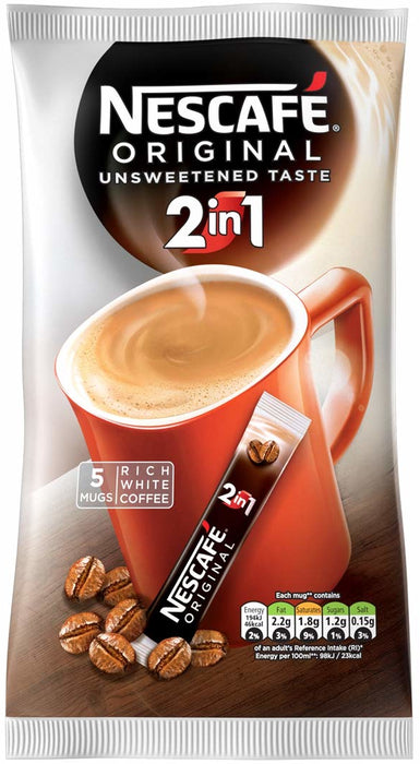 Nescafe Original Unsweetened Taste 2 in 1 Coffee, 5 ct