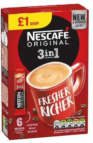 Nescafe Original 3-in-1 Coffee Mix, 6 ct