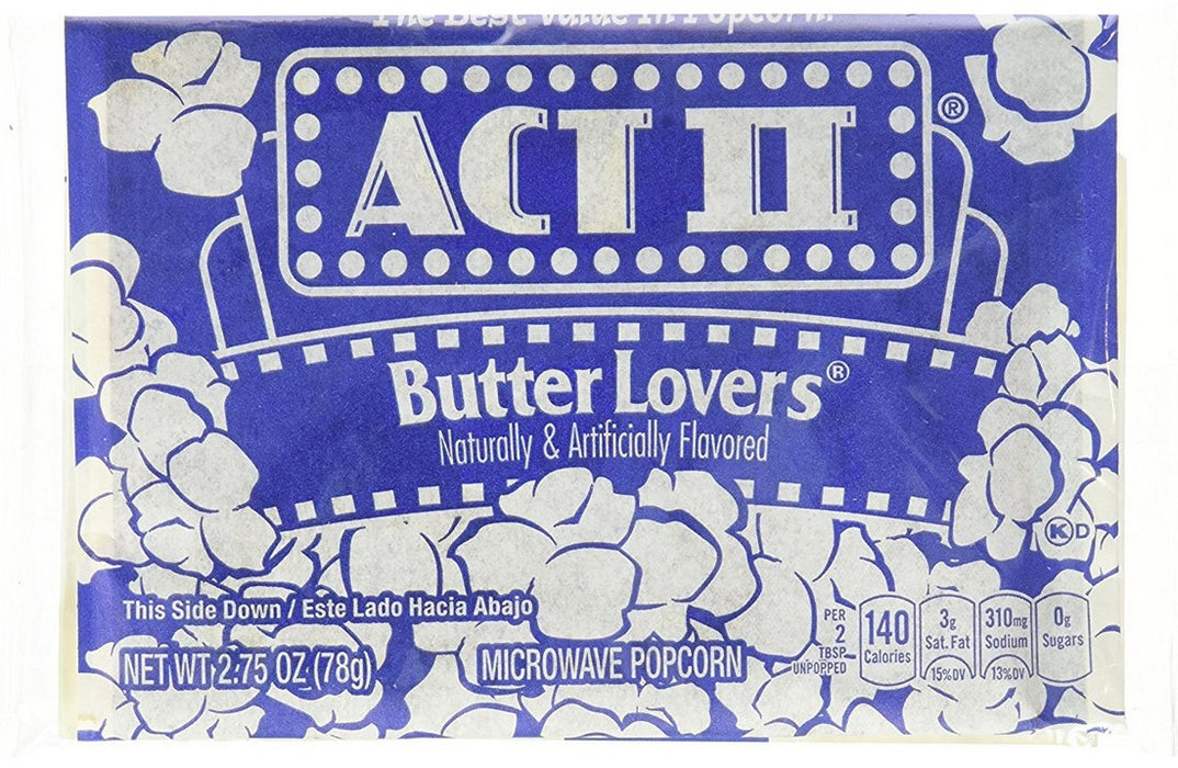 Act II Butter Lovers Popcorn Value Pack, 30 ct