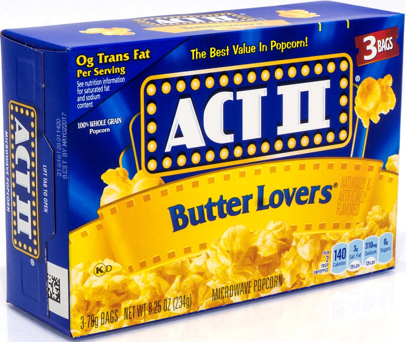 Act II Butter Lovers Popcorn, 3 ct