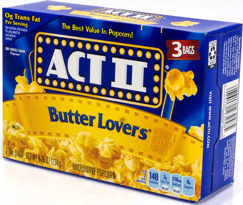Act II Butter Lovers Popcorn, 3 ct