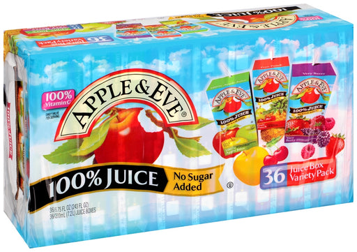 Apple & Eve 100% Juice Boxes, No Sugar Added, Variety Pack, 36 ct