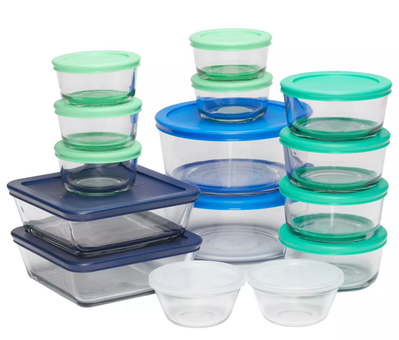 Anchor Hocking 30-Piece Set With Multicolor SnugFit Lids, Clear , 30 pcs