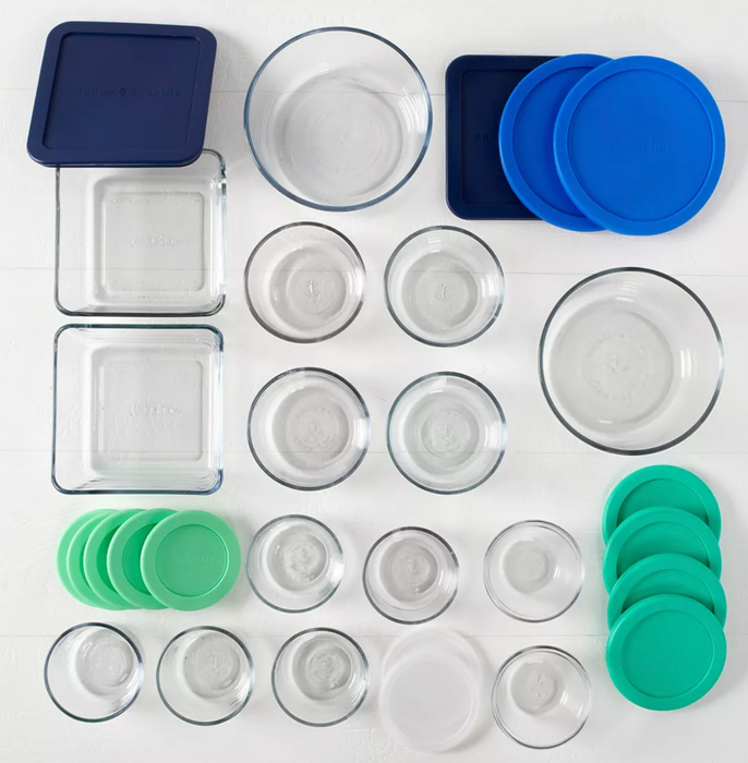 Anchor Hocking 30-Piece Set With Multicolor SnugFit Lids, Clear , 30 pcs