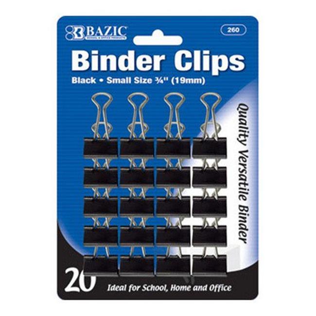 Bazic 260 Small 3/4" Black Binder Clips , 20 pcs