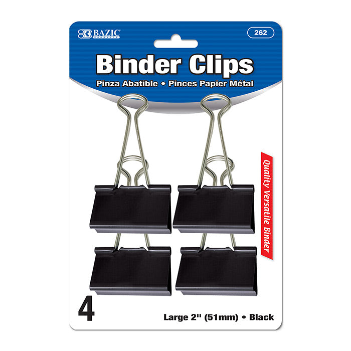 Bazic Large (51mm) Black Binder Clip , 4 pcs