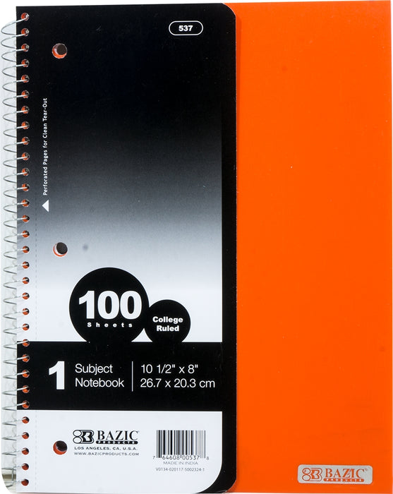 Bazic 1 Subject Wirebound Notebook, 26.7 x 20.3 cm (Available in More Colors), 100 sheets