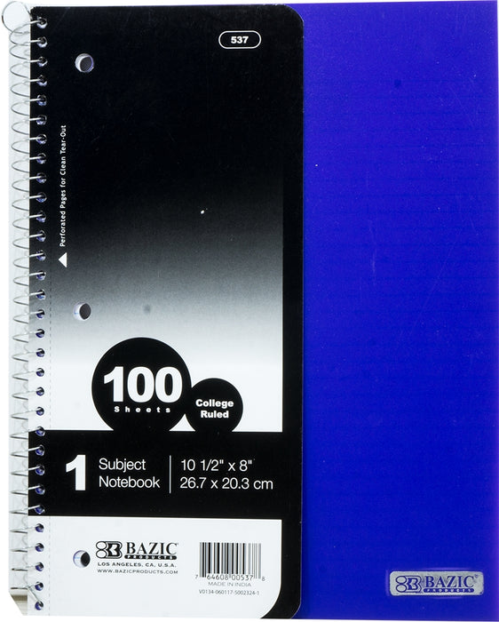 Bazic 1 Subject Wirebound Notebook, 26.7 x 20.3 cm (Available in More Colors), 100 sheets
