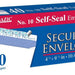 Bazic No 10 Self-Seal Security Envelopes, White, 40 ct