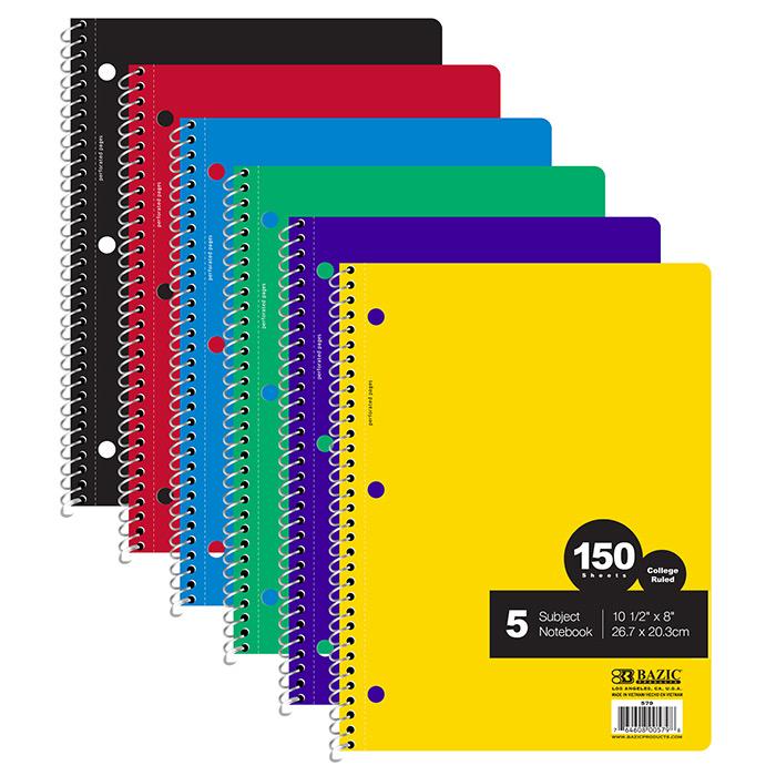 Bazic W/R 5 Subject Notebook , 120 ct