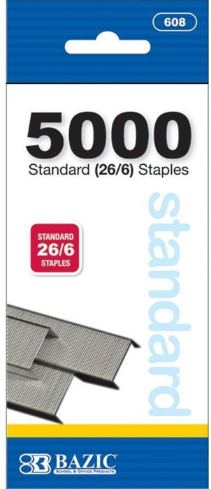 Bazic Standard (26/6) Staples, 5000 ct
